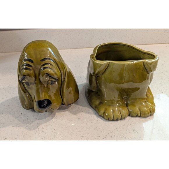 Vintage Basset Hound Dog Cookie Jar Glossy Ceramic Doranne of California 1950s - Picture 5 of 16